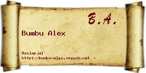 Bumbu Alex névjegykártya